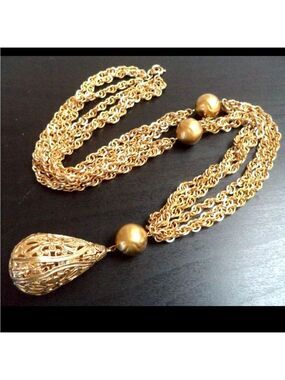 VINTAGE HEAVY GOLD TONE 29" NECKLACE EXCELLENT CONDITION